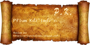 Pflum Kálmán névjegykártya