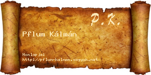 Pflum Kálmán névjegykártya